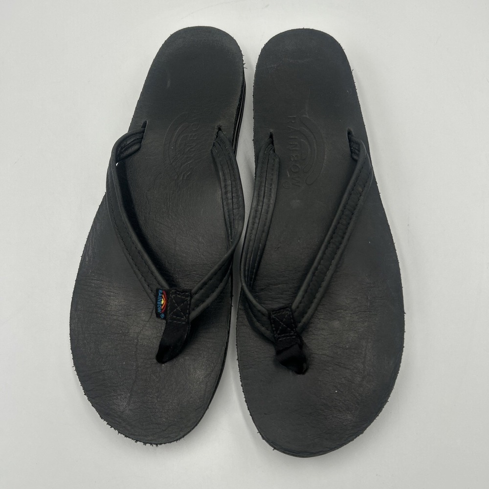 Rainbow Sandals Women's Size L 7.5 - 8.5 Black Leather Flip Flops